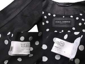 極美品 DOLCE&GABBANA ドルチェアンドガッバーナ レース レザー ジャケット ラムスキン 水玉 ドット サイズ36 中古 56431