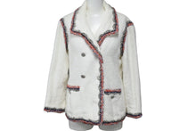 Load image into Gallery viewer, CHANEL シャネル ジャケット パイル地 P42674V29643 ココマーク ホワイト レッド ネイビー サイズ36 美品 中古 56440