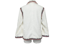 Load image into Gallery viewer, CHANEL シャネル ジャケット パイル地 P42674V29643 ココマーク ホワイト レッド ネイビー サイズ36 美品 中古 56440
