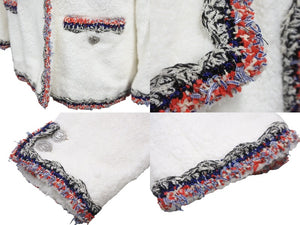 CHANEL シャネル ジャケット パイル地 P42674V29643 ココマーク ホワイト レッド ネイビー サイズ36 美品 中古 56440