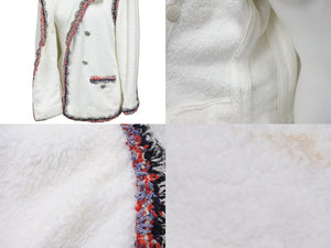 CHANEL シャネル ジャケット パイル地 P42674V29643 ココマーク ホワイト レッド ネイビー サイズ36 美品 中古 56440