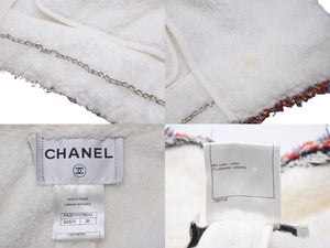 CHANEL シャネル ジャケット パイル地 P42674V29643 ココマーク ホワイト レッド ネイビー サイズ36 美品 中古 56440