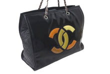 Load image into Gallery viewer, CHANEL シャネル チェーントートバッグ ココマーク 16番台 2012年 パテントレザー ブラック シルバー金具 美品 中古 56450