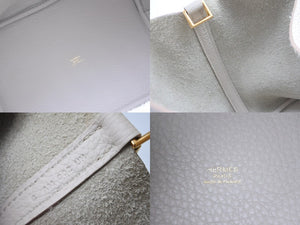 極美品 HERMES エルメス ピコタンロックMM ハンドバッグ C刻印 トリヨンクレマンス ベトン グレー 中古 56471
