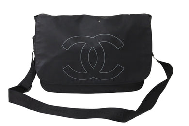 CHANEL シャネル メッセンジャーバッグ ショルダーバッグ 12番台 スポーツライン ココマーク ブラック ナイロン 中古 56501