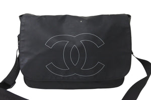 CHANEL シャネル メッセンジャーバッグ ショルダーバッグ 12番台 スポーツライン ココマーク ブラック ナイロン 中古 56501