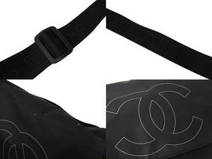 CHANEL シャネル メッセンジャーバッグ ショルダーバッグ 12番台 スポーツライン ココマーク ブラック ナイロン 中古 56501
