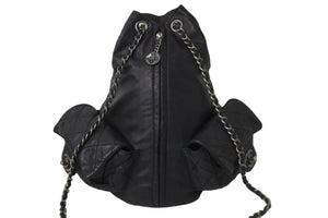 CHANEL シャネル リュック デイパック マトラッセ チェーン 17番台 ココマーク ブラック ラムスキン 美品 中古 56509