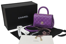Load image into Gallery viewer, 極美品 CHANEL シャネル 2WAYチェーンショルダーバッグ マトラッセ ココハンドル トップハンドル キャビアスキン 紫 中古 56510