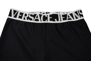 極美品 ヴェルサーチ ジーンズ ヴェルサーチ・ジーンズ ショートパンツ レギンス ブラック ロゴ 72HAC110 サイズ42 中古 56519 