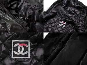 CHANEL シャネル スポーツライン リボンベスト フード付き P36696V26360 ナイロン ブラック サイズ38 美品 中古 56545