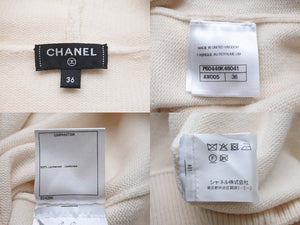 CHANEL シャネル カシミヤパーカー LA PAUSA P60446K46041 ホワイト ブラック レッド サイズ36 美品 中古 56546