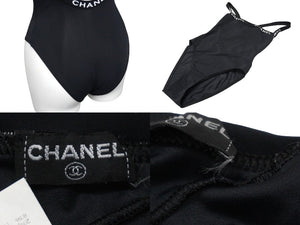 CHANEL シャネル スイムウェア 水着 ロゴ ワンピース 1990年 ヴィンテージ カール・ラガーフェルド ブラック 34 美品 中古 56547