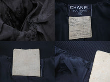 Load image into Gallery viewer, CHANEL シャネル ココマーク レザー ジャケット ブラック ロゴ アウター シルク ヴィンテージ サイズ36 良品 中古 56554