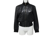 Load image into Gallery viewer, CHANEL シャネル ココマーク レザー ジャケット ブラック ロゴ アウター シルク ヴィンテージ サイズ36 良品 中古 56554