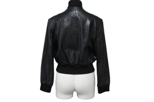 CHANEL シャネル ココマーク レザー ジャケット ブラック ロゴ アウター シルク ヴィンテージ サイズ36 良品 中古 56554