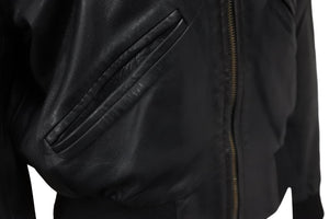 CHANEL シャネル ココマーク レザー ジャケット ブラック ロゴ アウター シルク ヴィンテージ サイズ36 良品 中古 56554