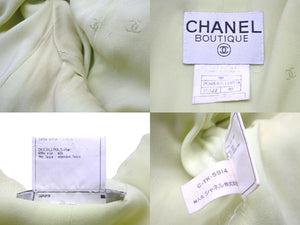 CHANEL シャネル ノーカラー ジャケット 95P グリーン アウター ココボタン ロゴ PO4840VO4018 サイズ40 良品 中古 56567