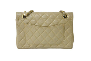 CHANEL シャネル チェーンショルダーバッグ ココマーク ダブルフラップ マトラッセ ラムスキン ベージュ ゴールド 良品 中古 56580