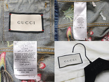 Load image into Gallery viewer, GUCCI グッチ デニムジャケット 刺繍 ブルー 花柄 マルチカラー サイズ38 ユーズド加工 美品 中古 56610