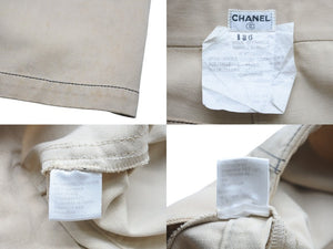 CHANEL シャネル ワイドショートパンツ ココマークボタン P03054V03329 ベージュ ゴールド金具 サイズ40 良品 中古 56619