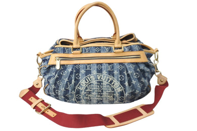 LOUIS VUITTON ルイヴィトン モノグラムデニム カバレイエGM 2way ショルダーバッグ ブルー ゴールド金具 M95336 美品 中古 56641