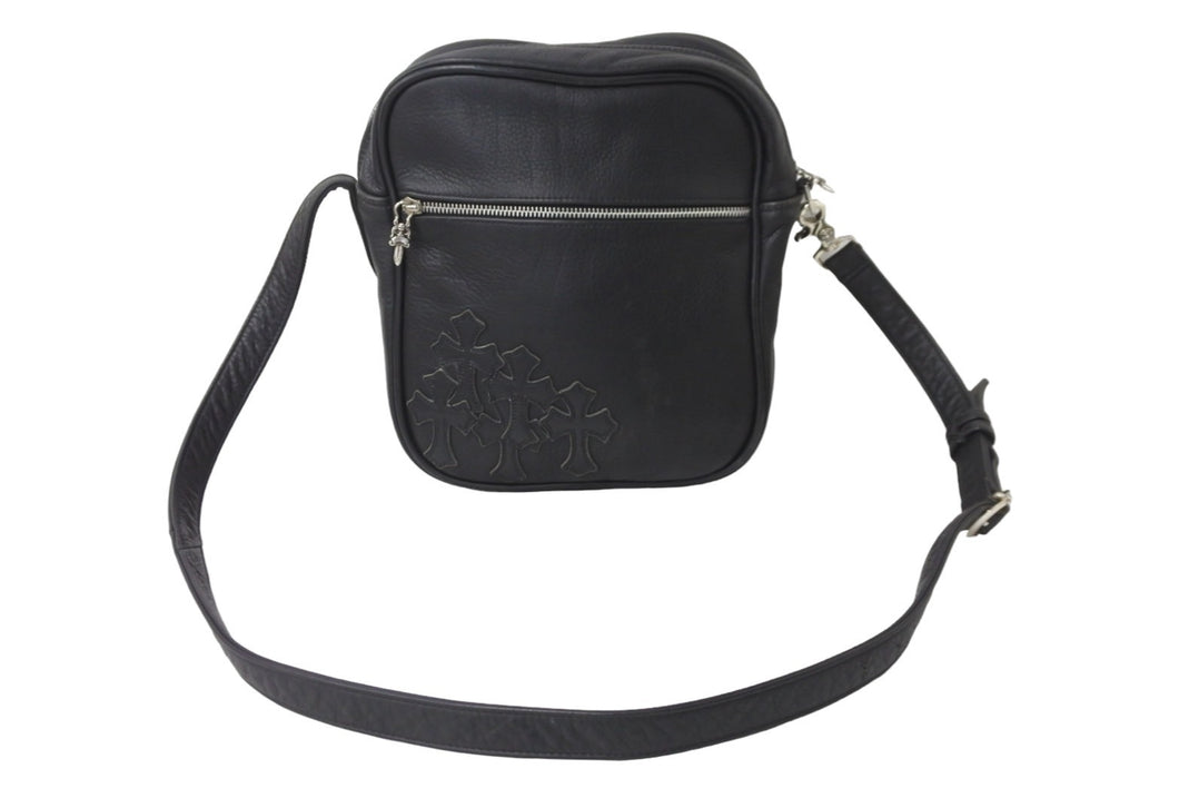 CHROME HEARTS クロムハーツ セメタリークロス クロスパッチ ショルダーバッグ ブラック レザー シルバー925 良品 中古 56682