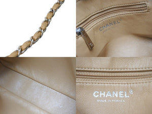 CHANEL シャネル ココマーク チェーンショルダーバッグ マトラッセ スクエア 10番台 ベージュ シルバー金具 良品 中古 56692