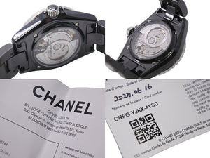 新品未使用 CHANEL シャネル 時計 J12 マドモアゼル ラパウザ 38MM H7609 セラミック 自動巻 黒文字盤 中古 56699