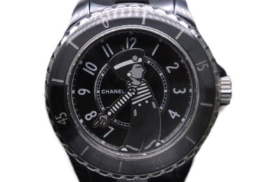 新品未使用 CHANEL シャネル 時計 J12 マドモアゼル ラパウザ 38MM H7609 セラミック 自動巻 黒文字盤 中古 56699
