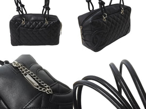 CHANEL シャネル カンボンライン ボーリング バッグ ショルダーバッグ 9番台 カーフスキン ブラック ココマーク 良品 中古 56710