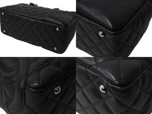 CHANEL シャネル カンボンライン ボーリング バッグ ショルダーバッグ 9番台 カーフスキン ブラック ココマーク 良品 中古 56710