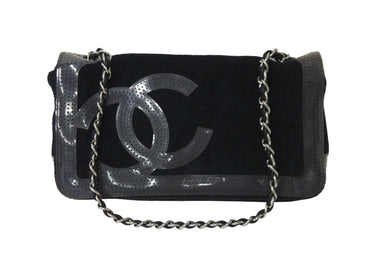 CHANEL シャネル チェーンショルダーバッグ ココマーク 12番台 2008年 パイル ラバー ブラック クリア シルバー 美品 中古 56727