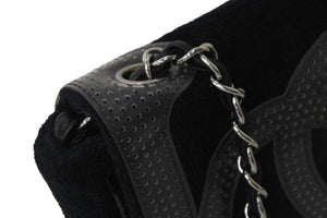CHANEL シャネル チェーンショルダーバッグ ココマーク 12番台 2008年 パイル ラバー ブラック クリア シルバー 美品 中古 56727