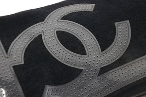 CHANEL シャネル チェーンショルダーバッグ ココマーク 12番台 2008年 パイル ラバー ブラック クリア シルバー 美品 中古 56727