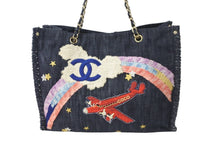 Load image into Gallery viewer, CHANEL シャネル トートバッグ チェーン 夜間飛行 10番台 マルチカラー デニム A31932 ゴールド金具 美品 中古 56742