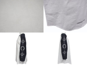 CHROME HEARTS クロムハーツ ラグラン 七分袖Tシャツ サイズM ホワイト ブラック ネックロゴ オールドクロス ホースシュー 美品 中古 4b005684
