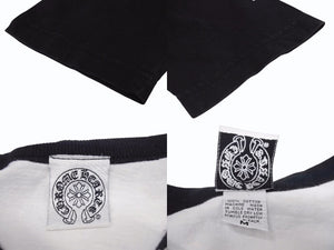 CHROME HEARTS クロムハーツ ラグラン 七分袖Tシャツ サイズM ホワイト ブラック ネックロゴ オールドクロス ホースシュー 美品 中古 4b005684