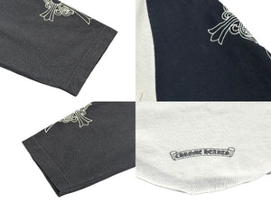 CHROME HEARTS クロムハーツ ラグラン 七分袖Tシャツ サイズS ホワイト ブラック ネックロゴ オールドクロス ホースシュー 美品 中古 4b005689