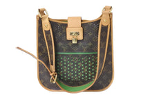 Load image into Gallery viewer, LOUIS VUITTON ルイヴィトン ショルダーバッグ M95173 ベルフォ ミュゼット ブラウン グリーン ゴールド金具 美品 中古 56909