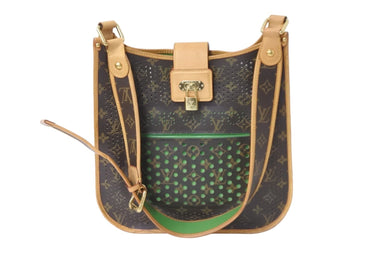 LOUIS VUITTON ルイヴィトン ショルダーバッグ M95173 ベルフォ ミュゼット ブラウン グリーン ゴールド金具 美品 中古 56909