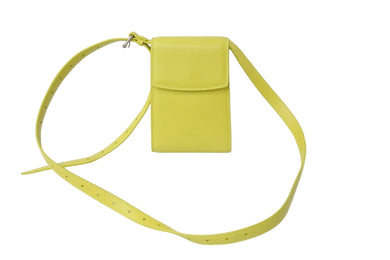 BALENCIAGA バレンシアガ ゴースト フォンホルダー ショルダーバッグ 618868 イエロー シルバー金具 レザー 美品 中古 56931