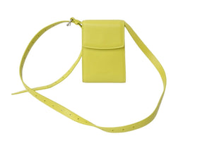 BALENCIAGA バレンシアガ ゴースト フォンホルダー ショルダーバッグ 618868 イエロー シルバー金具 レザー 美品 中古 56931