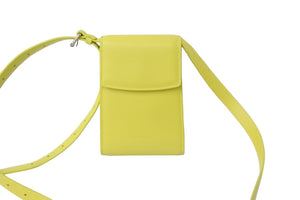 BALENCIAGA バレンシアガ ゴースト フォンホルダー ショルダーバッグ 618868 イエロー シルバー金具 レザー 美品 中古 56931