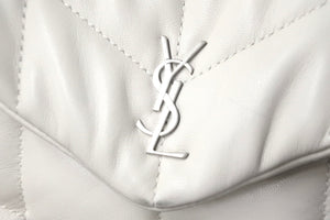 YVES SAINT LAURENT イヴサンローラン ふっくらポーチバッグ GUE650880・1120 クラッチバッグ ホワイト 良品 中古 56949 