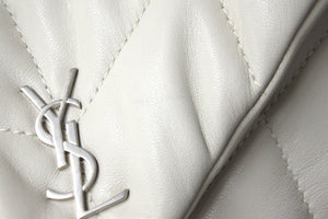 YVES SAINT LAURENT イヴサンローラン ふっくらポーチバッグ GUE650880・1120 クラッチバッグ ホワイト 良品 中古 56949 