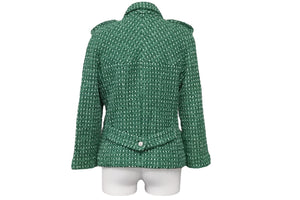 CHANEL シャネル ジャケット ツイードジャケット マーチンゲール ベルト グリーン サイズ38 06C P27772V16008 美品 中古 56992