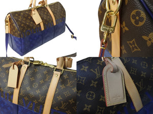 極美品 LOUIS VUITTON ルイヴィトン M43861 キーポル50 モノグラムスプリット 2018 キムジョーンズ期 ブラウン ブルー 中古 57006