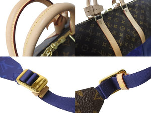 極美品 LOUIS VUITTON ルイヴィトン M43861 キーポル50 モノグラムスプリット 2018 キムジョーンズ期 ブラウン ブルー 中古 57006