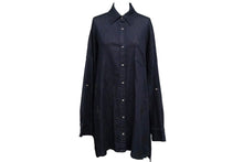 Load image into Gallery viewer, CHROME HEARTS クロムハーツ セメタリ― クロス パッチ 長袖シャツ ネイビー クロスボタン トップス サイズS 美品 中古 57072